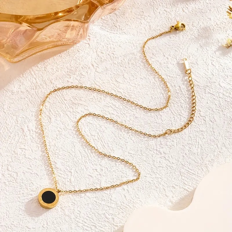 Zeitloses Elegantes Schmuckset in Gold mit Römischen Ziffern – Halskette, Armband & Ohrringe